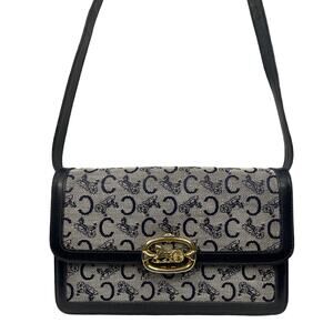 Vintage Celine Macadam Horse Carriage Canvas Leather Shoulder Bag Italy